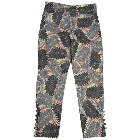 Vintage 90s ATTYRE NYC Aboriginal Print Rainbow Pants Silver Buttons - Picture 7 of 9